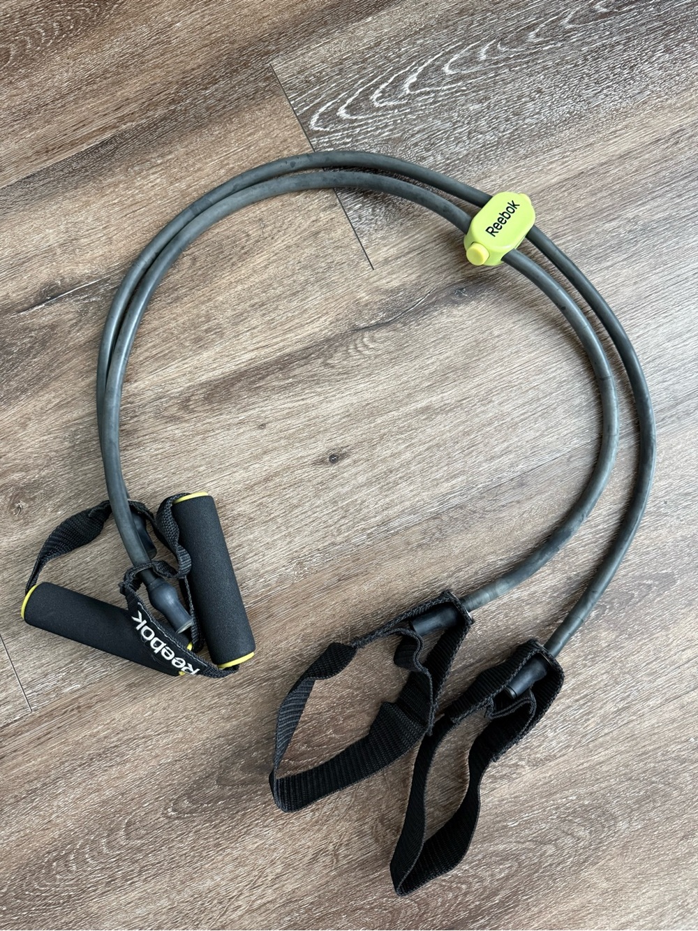 Reebok Black Resistance Tube with Neon Yellow Accent